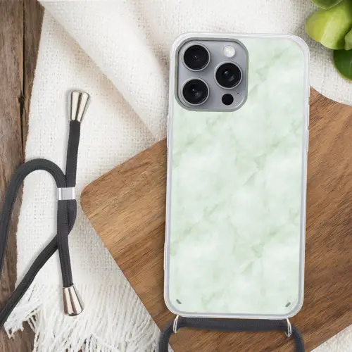 Groen - Marmer - Vloeiende aders Hoesje iPhone 16 Pro Max met koord klein 804 -sfeer4