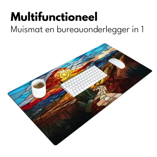Mozaïek - Zon - Landschap - Dorp Muismat XXL klein -sfeer4