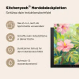 Papagaai - Hibiscusbloemen - Kleurrijk Inductie beschemer met haakjes klein -ky-usp-de