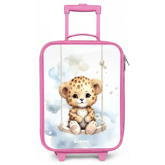 Cheeta welpje op een schommel in de wolken Kinderkoffer - Roze klein -zz3dotto