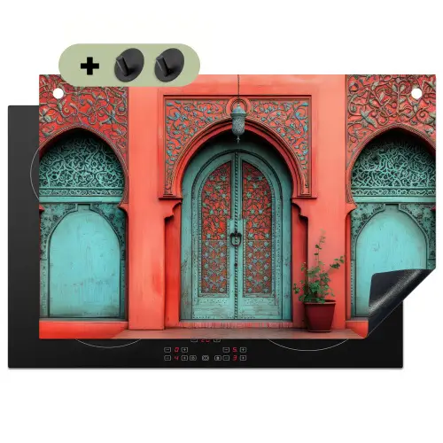 Lantaarn - Deur - Turquoise Inductie beschemer met haakjes klein -3d