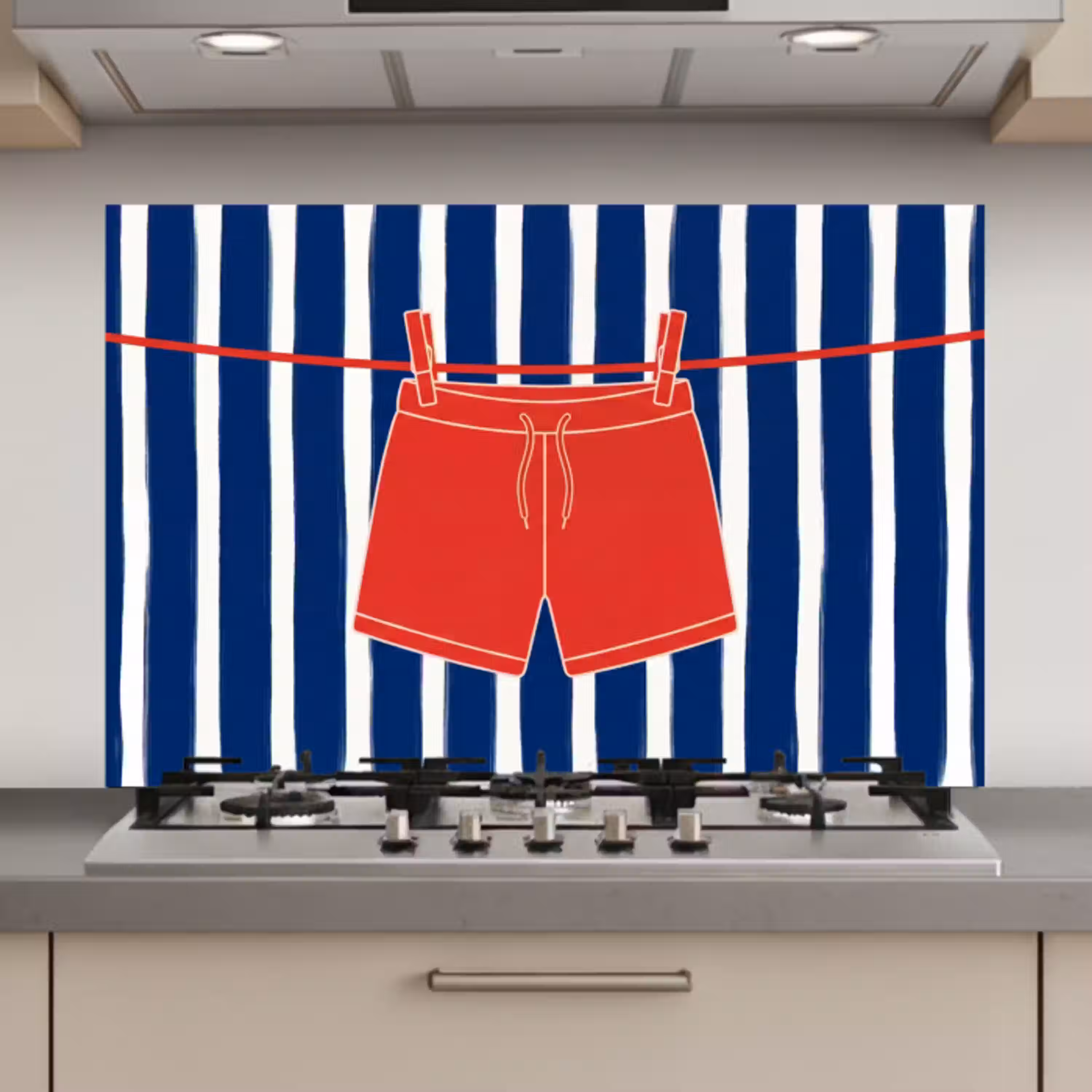 Shorts - Waslijn - Zomer - Illustratie - Rood keuken achterwand spatscherm klein -3d_website