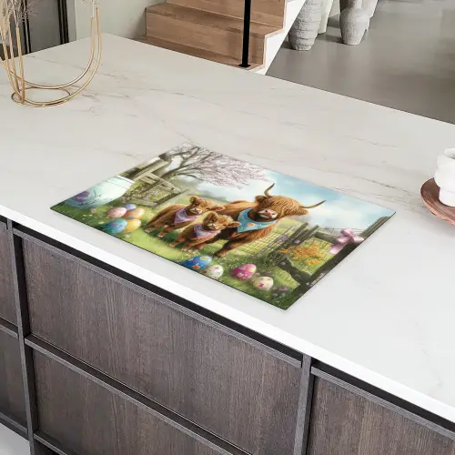 Schotsehooglanders - Paaseieren - Lente Inductie beschermer vinyl 3mm klein -sfeer8