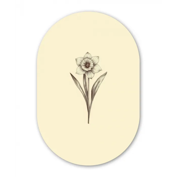 Zwart - Narcis - Illustratie Wandcirkel Ovaal Glas middel -3d