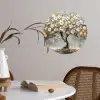 Boom - Bloemen - Wit - Natuur - Kunst Wandcirkel behangsticker klein -sfeer3