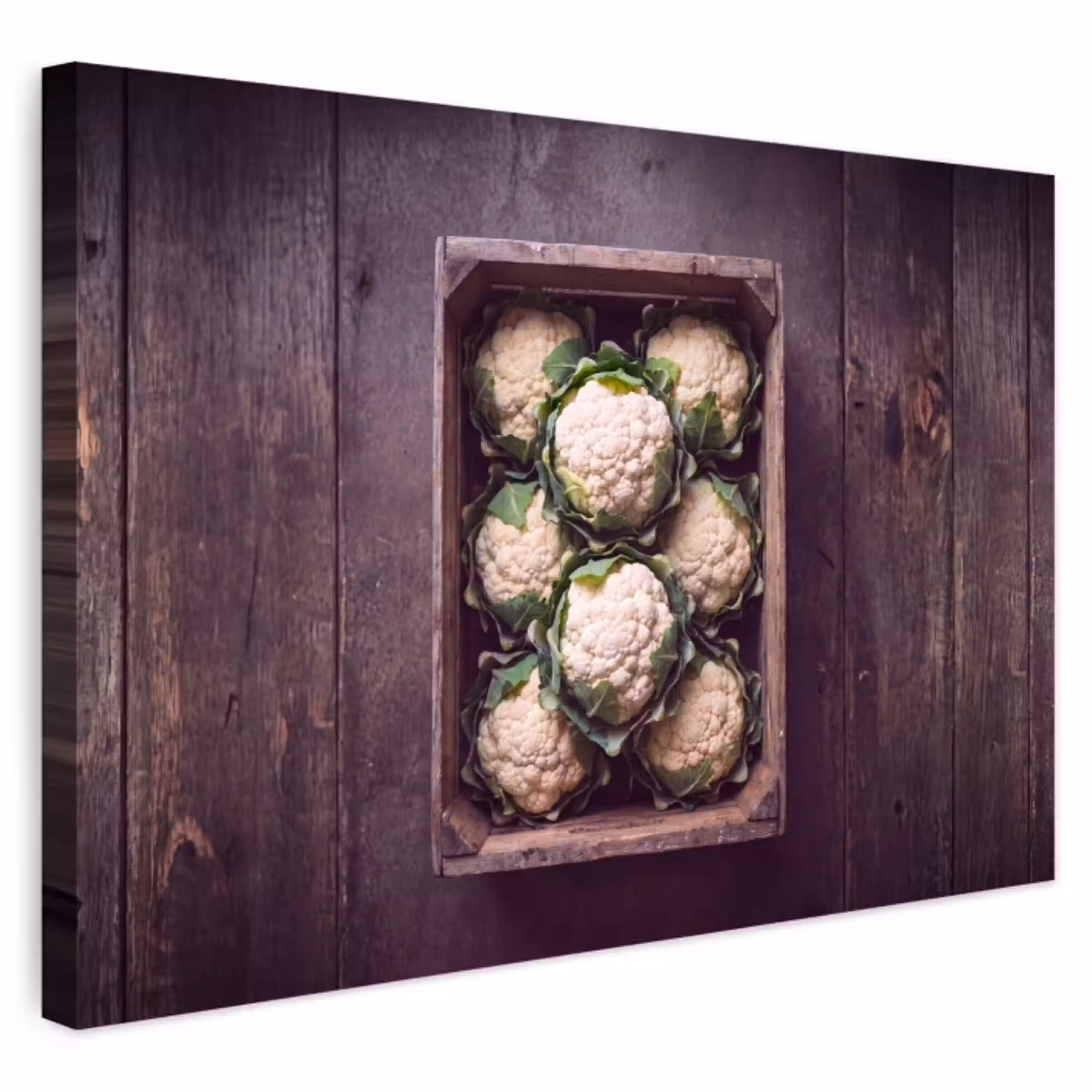 Bloemkool - Houten kist Tuinposter op houten frame 2 cm dik klein -3d