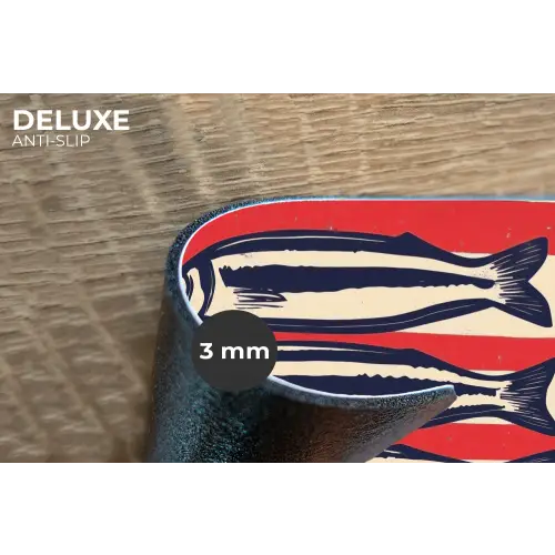 Sardines - Rood en beige strepen Placemat vinyl groot -closeup