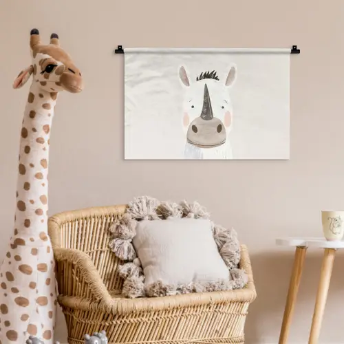 Neushoorn - Wilde dieren - Pastel kleuren Wandkleed katoen klein -wsfeer5_kind