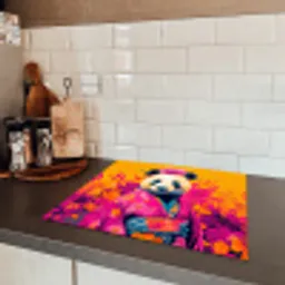 Kimono - Roze - Panda - Bloemenkroon Inductie beschermer vinyl 3mm middel -sfeer3