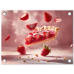 Aardbei - Taart- Eten - Roze tuinposter los doek klein -3d