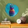 Ananas - Regenboog - Blauw - Popart Wandcirkel Organisch Forex 3mm klein -sfeer2