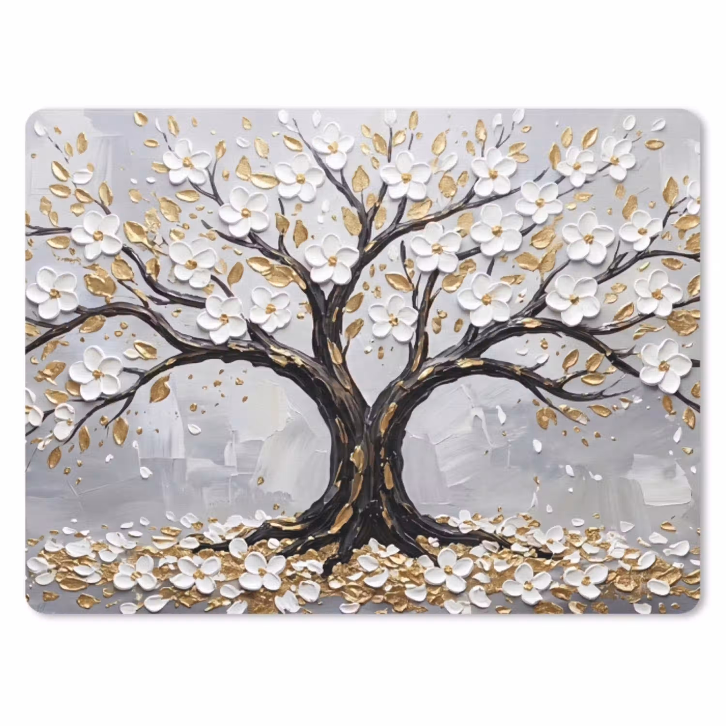 Boom - Bloemen - Natuur - Abstract - Wit muismat rubber klein -3d