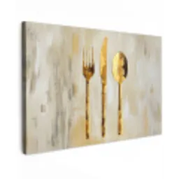 Verf - Goud - Bestek Tuinposter op houten frame 2 cm dik klein -3d
