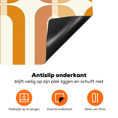 U-vorm - Retro - Oranje Inductie beschermer vinyl 3mm klein 276 -zzzzzzz-td-onderkant