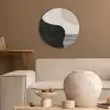 Abstract - Japandi - Beige - Modern Akoestische PET Vilt - Rond klein -sfeer1