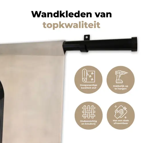 Grafisch gebogen motief - Beige Wandkleed katoen klein -sfeer2