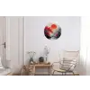 Rode zon - Rivier - brug - Bomen Wandcirkel aluminium klein -woonkamer