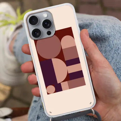 Geometrisch - Cirkels - Rood Hoesje iPhone 16 Pro Max met koord klein -sfeer3