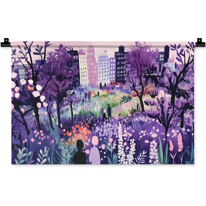 Park - Bomen - Bloemen - Gebouwen Wandkleed katoen klein -zz3d