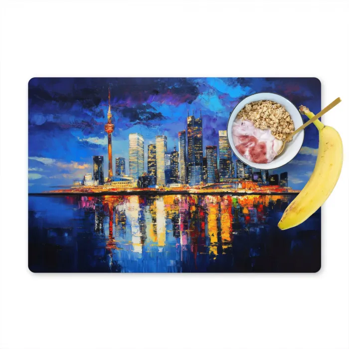 Skyline Toronto - Modern - Stadslicht - Blauw Placemat vinyl groot -zzzproduct_Kitchenyeah-website