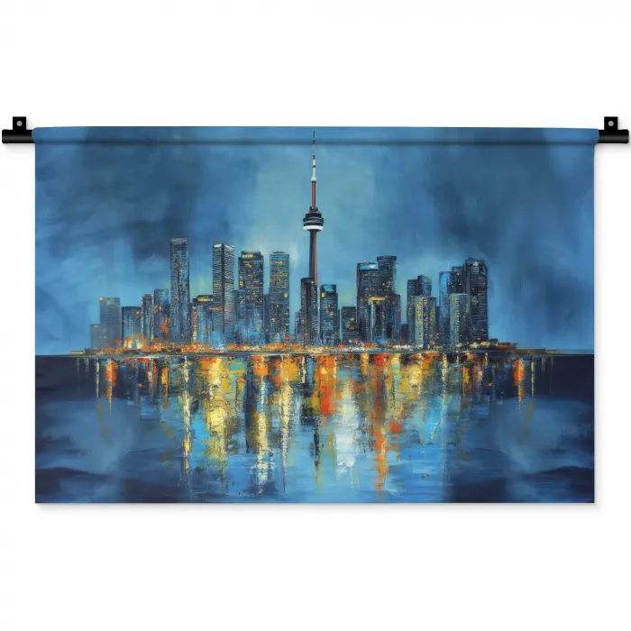 Skyline Toronto - Water - Stadslichten - Toren Wandkleed katoen klein -zz3d