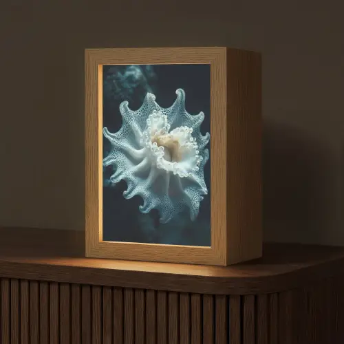 Zeewezen - Wit - Golven - Water Light Box met kabel (Tafellamp) klein -z3d_website