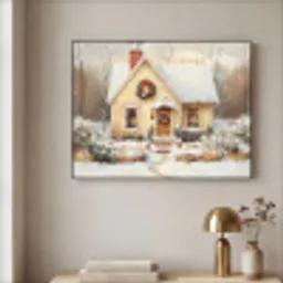 Kerst - Huis - Winter - Sneeuw Textielframe zwart klein -sfeer2