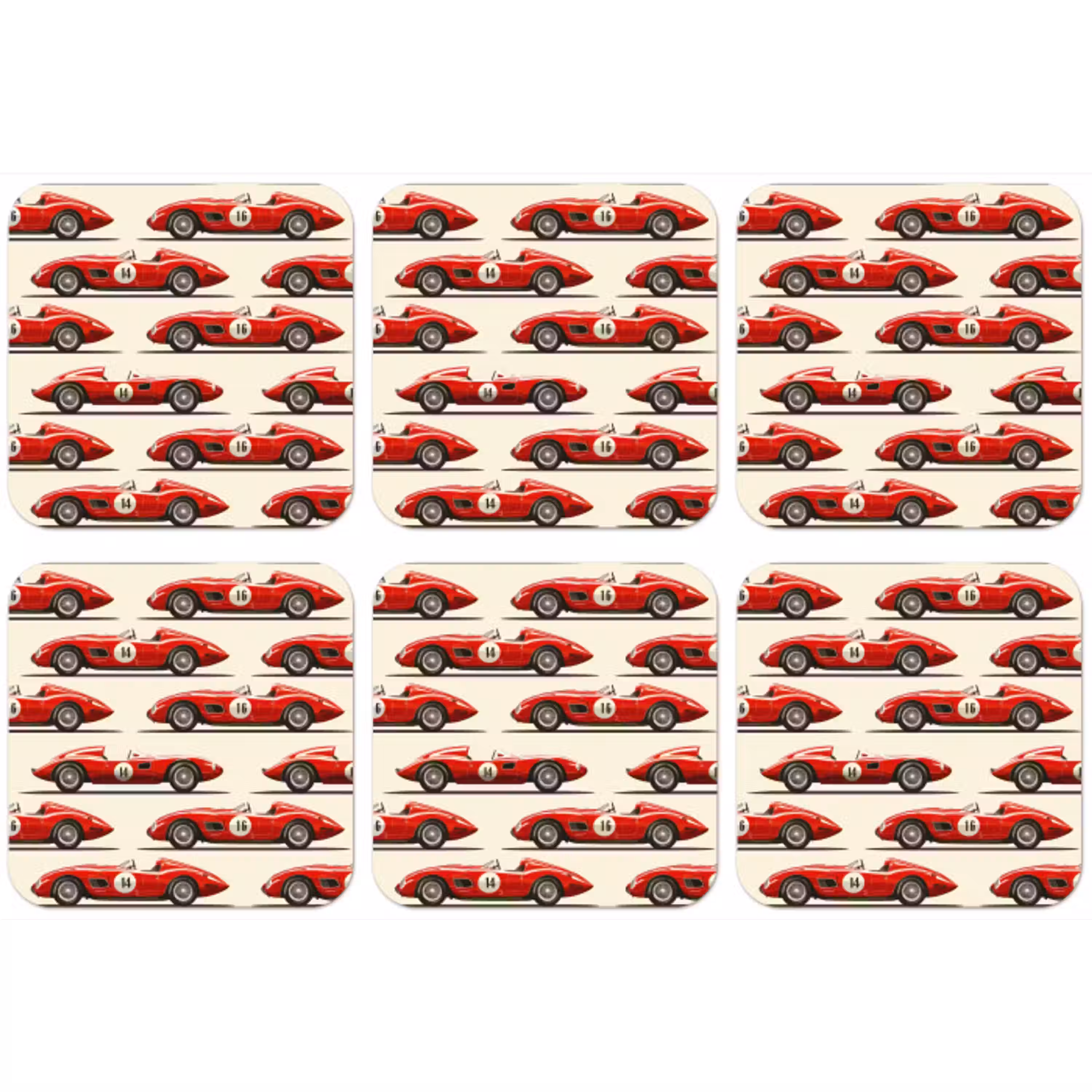 Raceauto - Retro - Rood onderzetter kurk middel 366 -zkaufland3dotto