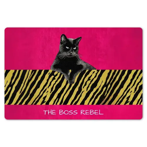 Kat - Baas - Roze - Tijgerprint Placemat vinyl groot -zzsfeer1_Kitchenyeah-website