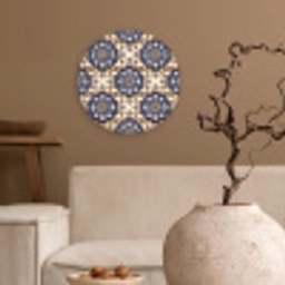 Floraal - Ornament - Blauw Wandcirkel kunststof plaat 5mm dik klein 188 -sfeer1