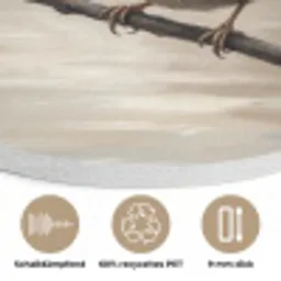 Winterkoninkje - Tak - Rivier - Natuur - Sfeervol Akoestische PET Vilt - Rond klein -closeup_DE