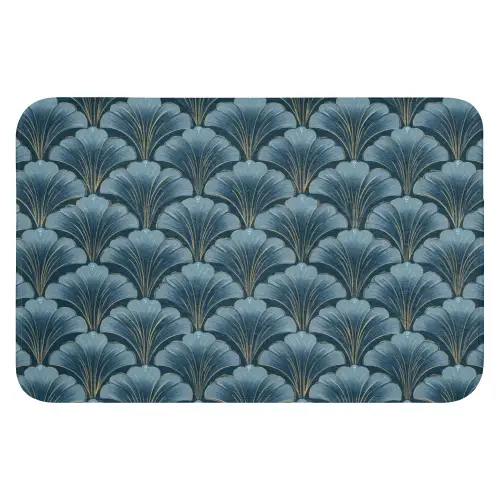 Patroon - Ginkgoblad - Blauw Badmat klein 997 -3d