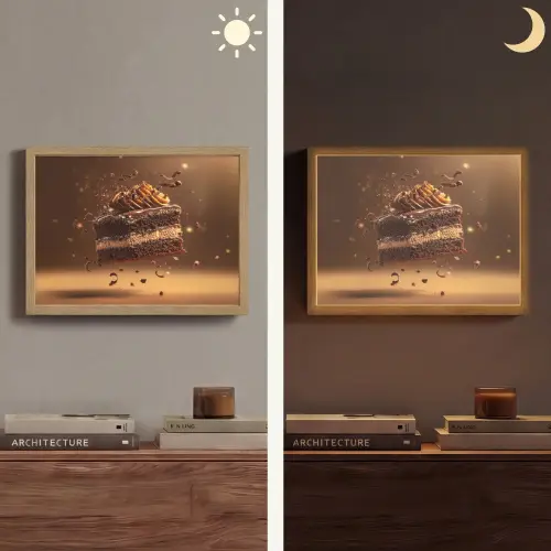 Taart - Chocolade - Eten - Brownie Light Box met batterij (Wandlamp) middel -sfeer3