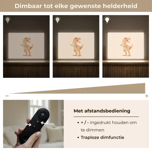 Dino - T-Rex - Oranje - Stippen Light Box met batterij (Wandlamp kind) middel -USP_dimbaarNL