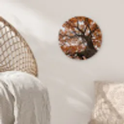 Boom - Bladerdak - Herfst - Oranje - Sfeervol Wandcirkel kunststof plaat 5mm dik klein -sfeer5