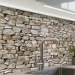 Ruw - Stenen - Muur - Natuurstenen keuken achterwand 2 middel 865 -zzzz3d_schuin