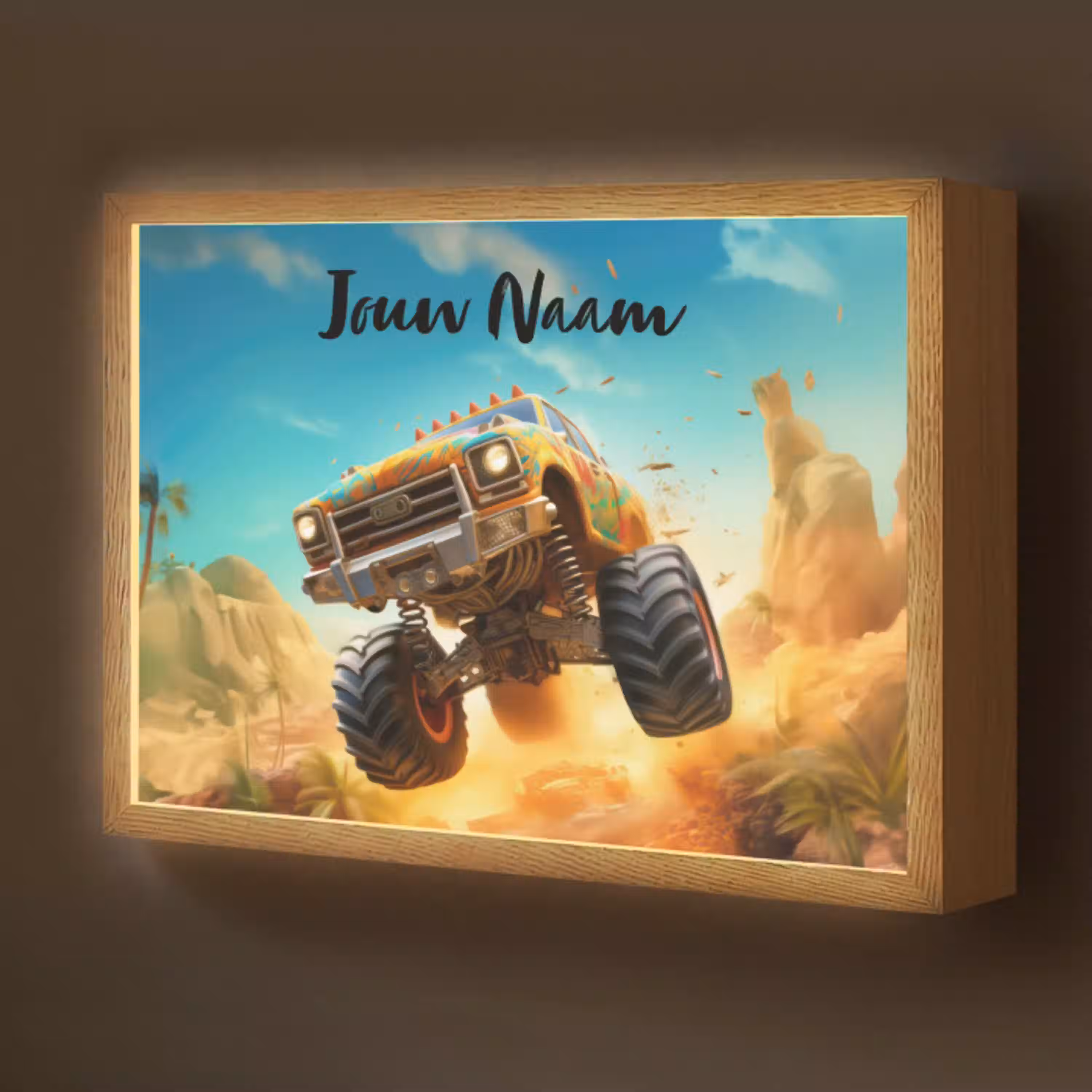Monstertruck - Kind - Jongen - Auto Light Box met batterij (Wandlamp kind) middel -z3d_website
