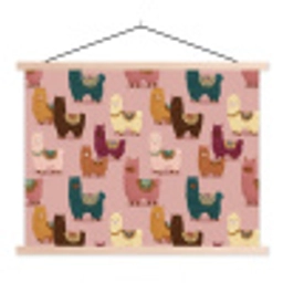 Alpaca's - Patroon - Kleurrijk textielposter latten blank klein 122 -3d