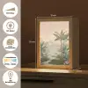 Tropisch landschap - palmbomen - Bloemen - Roze lucht Light Box met kabel (Tafellamp) klein -USP_websiteoverzichtDE