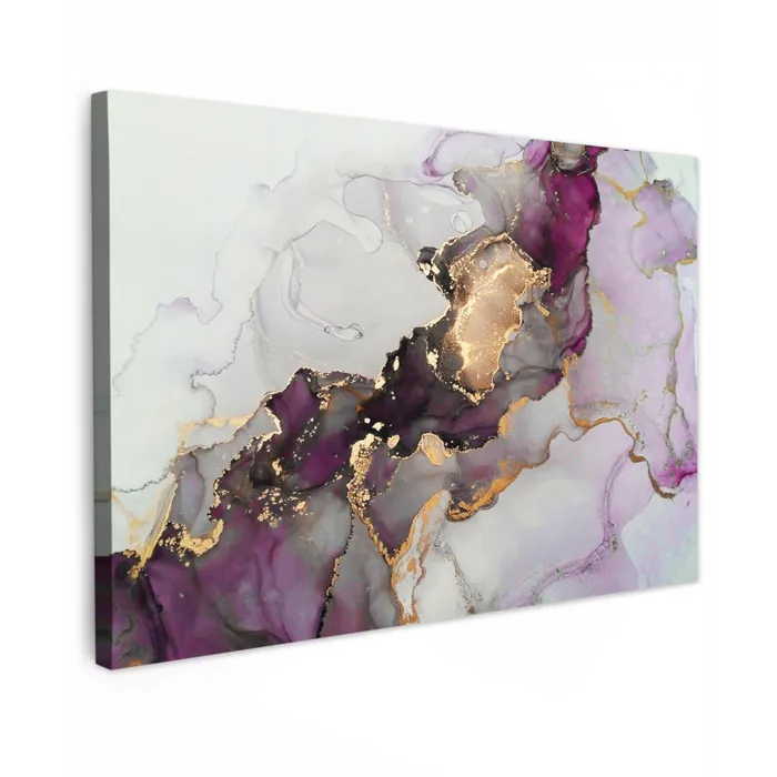 Marmer - Abstract - Goud - Paars canvas 2cm klein -z3d