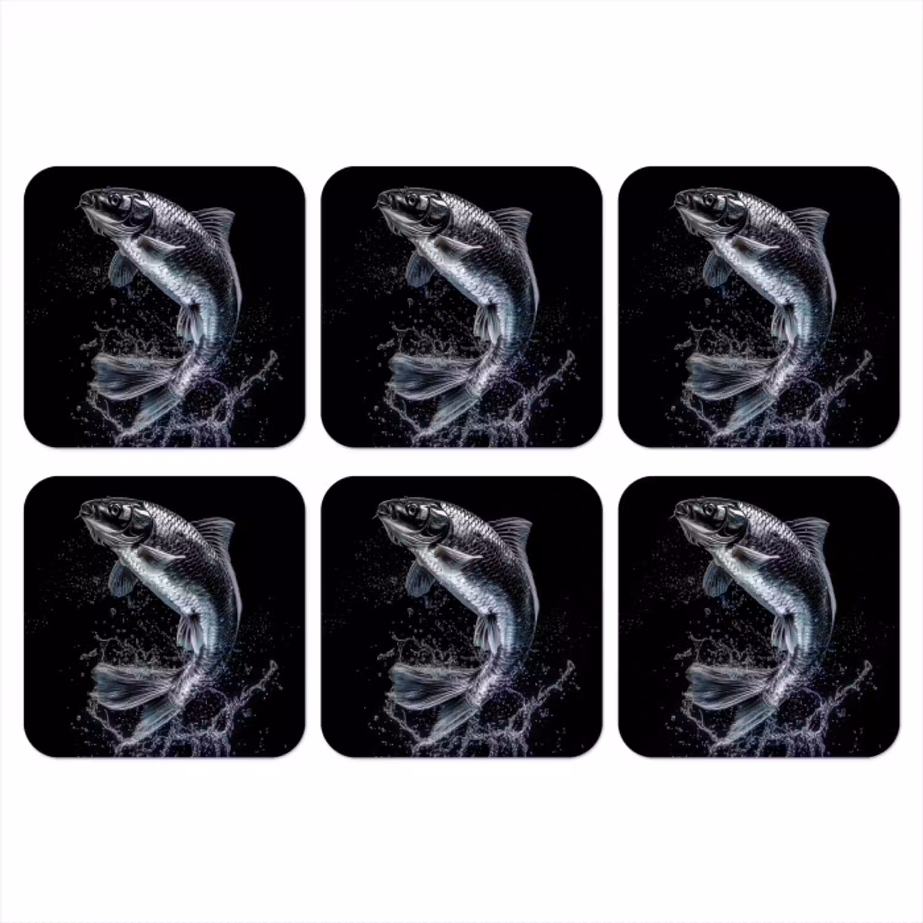 Vis - Koi - Zwart - Water onderzetter kurk middel -3d