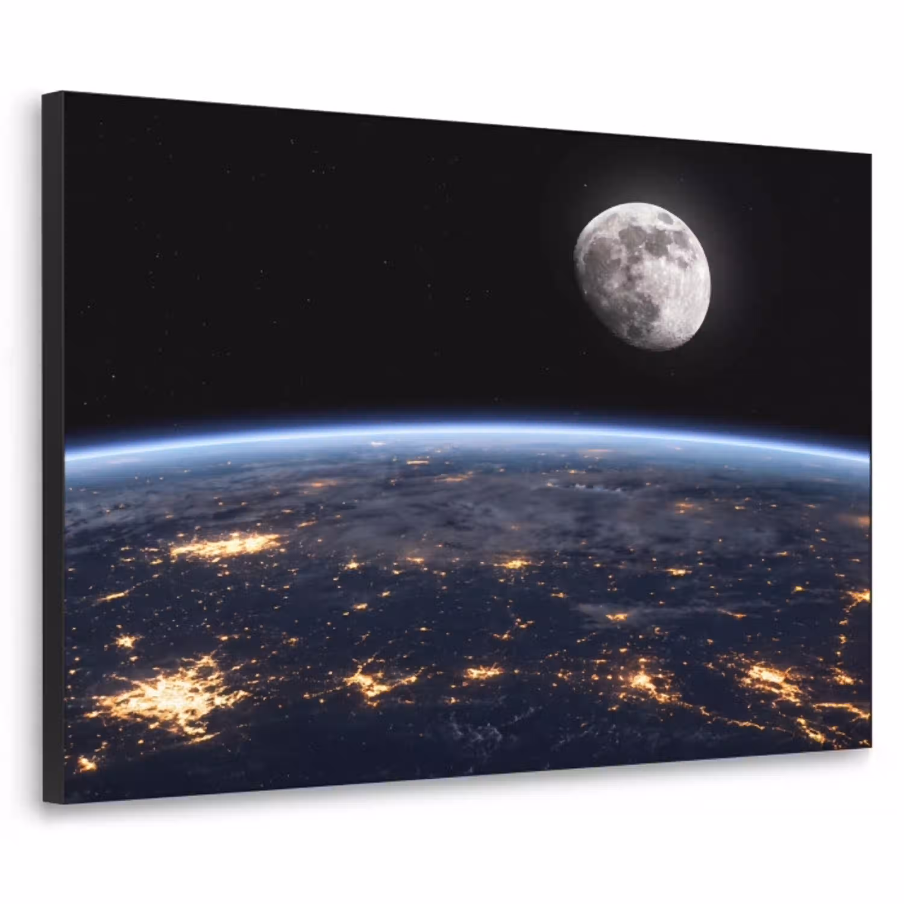Aarde - Nacht - Ruimte Textielframe zwart klein -3d
