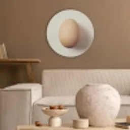 Ei - Beige - Ovaal - Egaal Akoestische PET Vilt - Rond klein -sfeer1