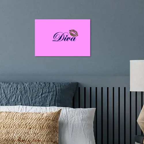 Diva - Lip - Panterprint - Roze poster papier klein -sfeer2