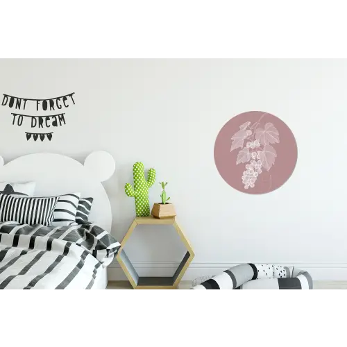 Tros - Druiven - Illustratie - Bladeren Wandcirkel aluminium klein -kinderkamer