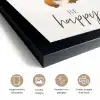 Quotes - Be happy - Kinderen - Maan - Bever - Waterverf fotolijst zwart zonder passe partout klein -sfeer2