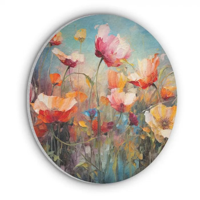 Bloemen - Watercolor - Kunst - Botanisch - Natuur Akoestische PET Vilt - Rond klein -3d