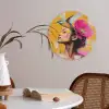 Vogel - Vrouw - Abstract - Bloem Akoestische PET Vilt - Rond klein -sfeer3