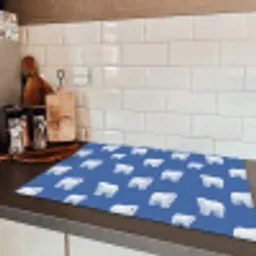 IJsbeer - Patroon - Blauw Inductie beschermer vinyl 3mm klein 276 -sfeer3