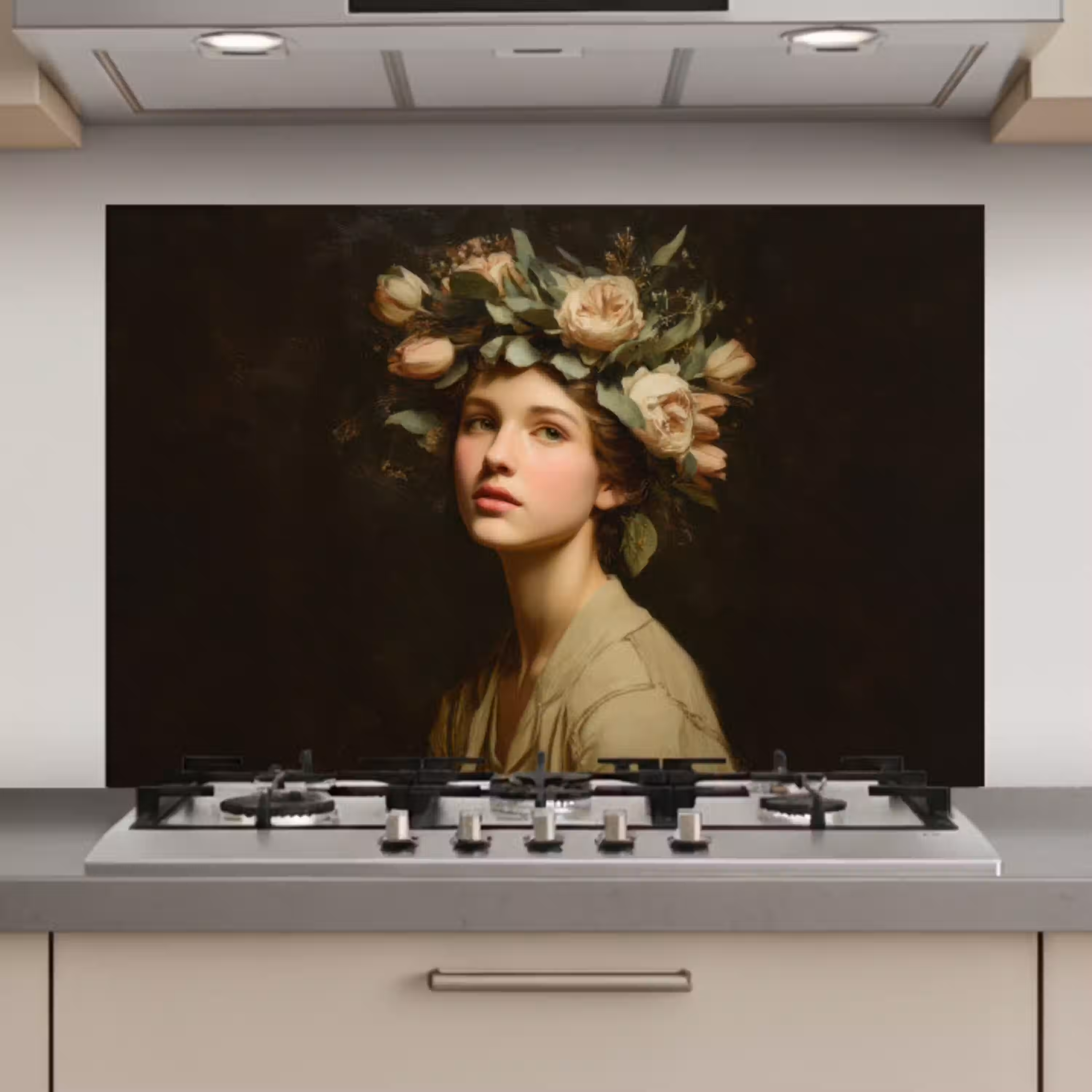 Bloemenstilte - Vrouw - Portret keuken achterwand spatscherm klein -3d_website